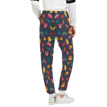 Elm Leave Colorful Print Pattern Unisex Casual Sweatpants (Model L11)-JTAMIGO.COM