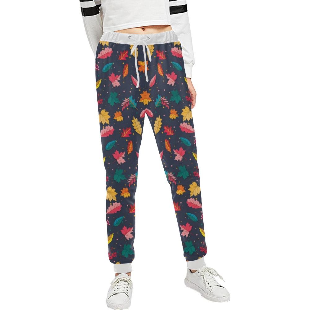 Elm Leave Colorful Print Pattern Unisex Casual Sweatpants (Model L11)-JTAMIGO.COM
