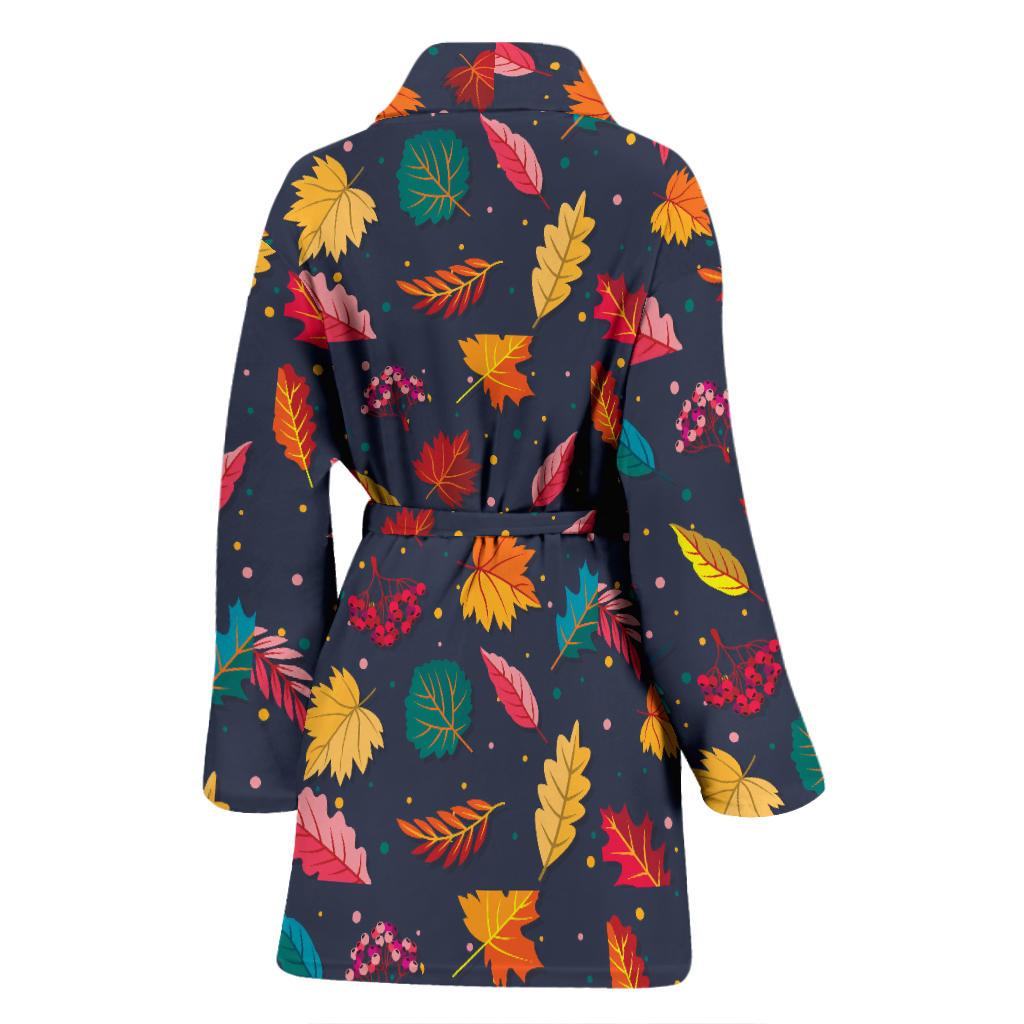 Elm Leave Colorful Print Pattern Women Bath Robe-JTAMIGO.COM