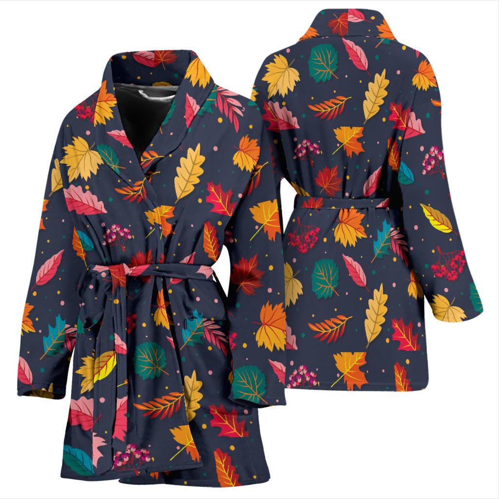 Elm Leave Colorful Print Pattern Women Bath Robe-JTAMIGO.COM