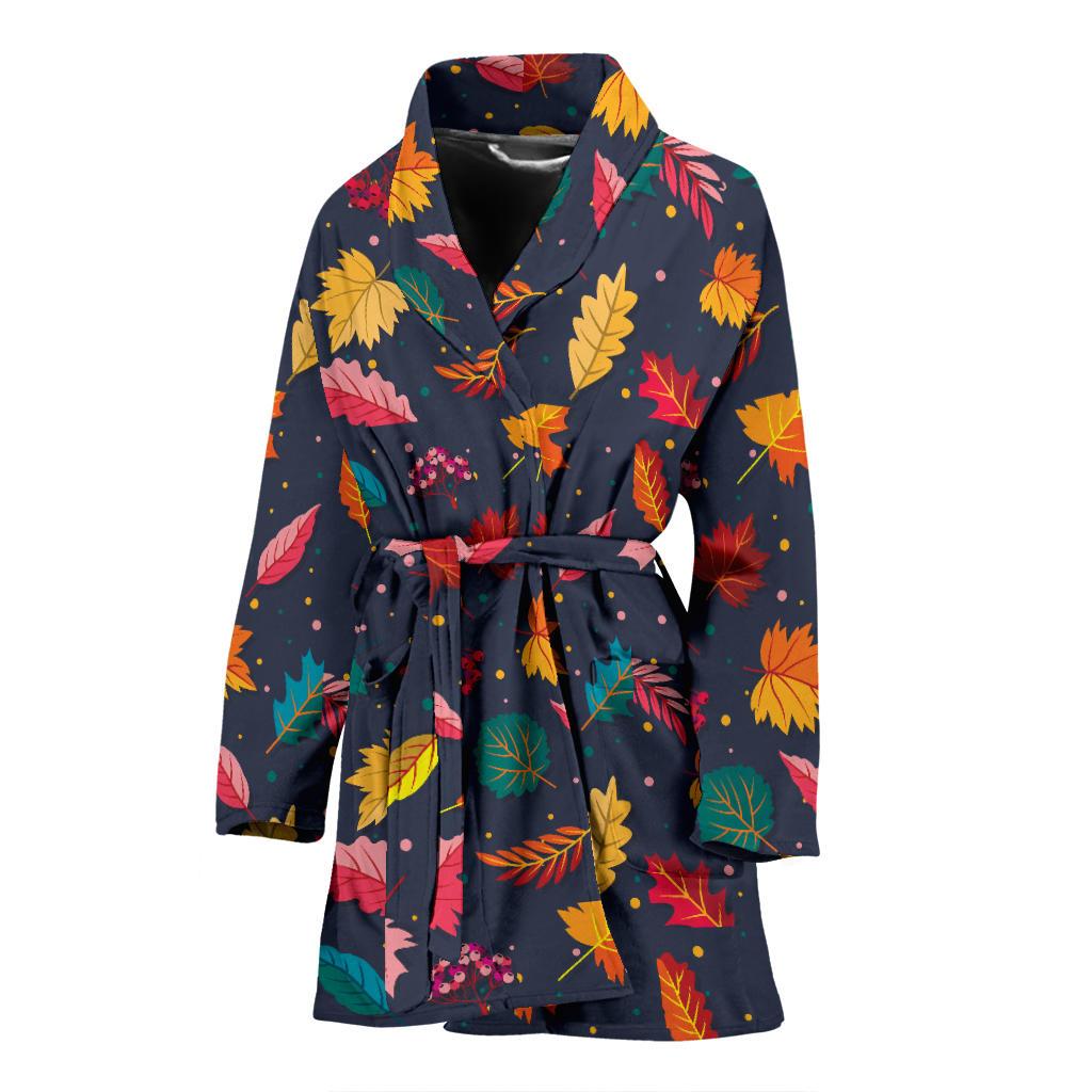 Elm Leave Colorful Print Pattern Women Bath Robe-JTAMIGO.COM
