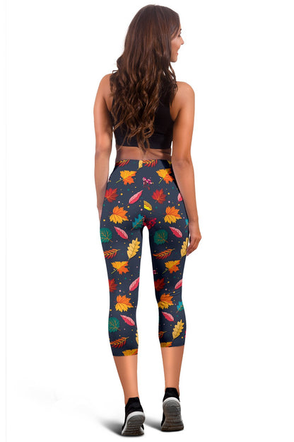 Elm Leave Colorful Print Pattern Women Capris