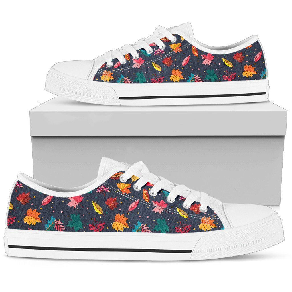 Elm Leave Colorful Print Pattern Women Low Top Shoes