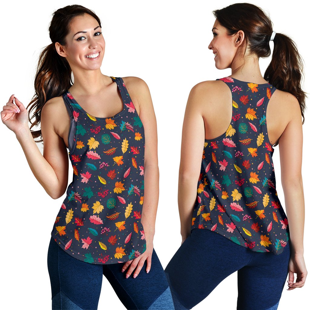 Elm Leave Colorful Print Pattern Women Racerback Tank Top