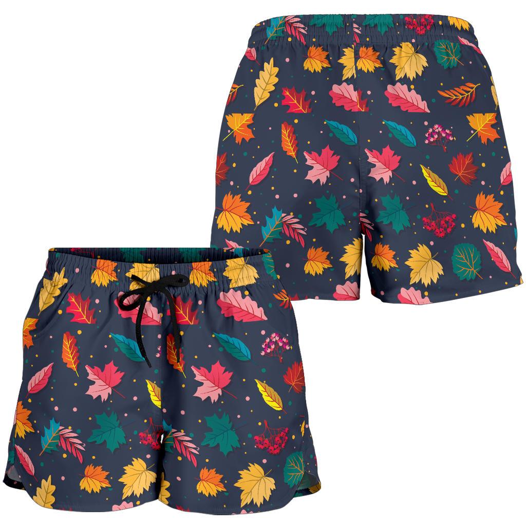 Elm Leave Colorful Print Pattern Women Shorts-JTAMIGO.COM