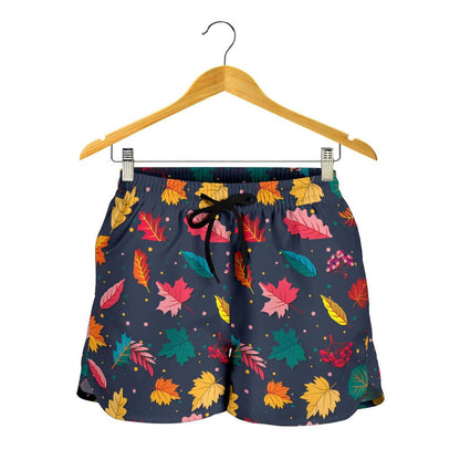 Elm Leave Colorful Print Pattern Women Shorts-JTAMIGO.COM