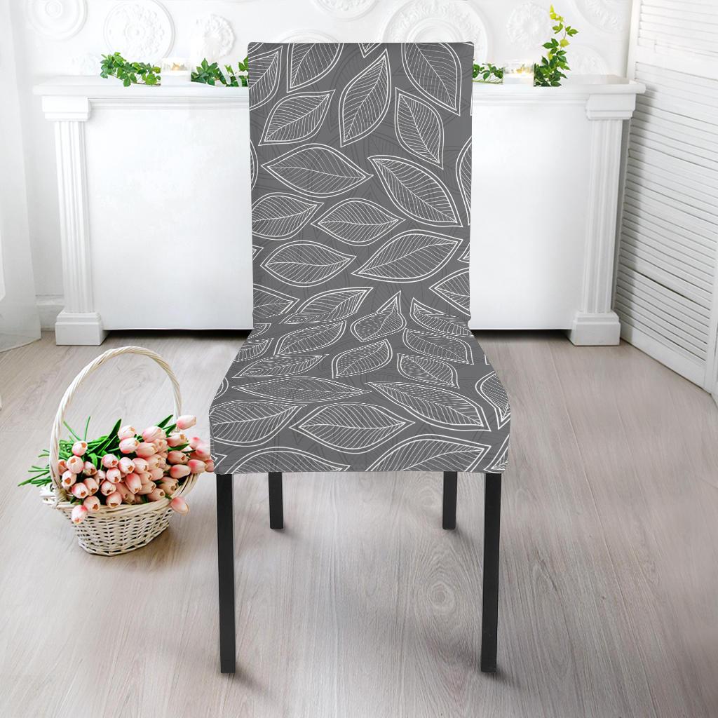 Elm Leave Grey Print Pattern Dinning Chair Slipper-JTAMIGO.COM