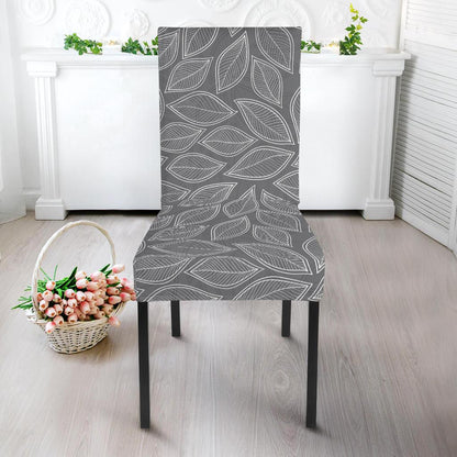 Elm Leave Grey Print Pattern Dinning Chair Slipper-JTAMIGO.COM