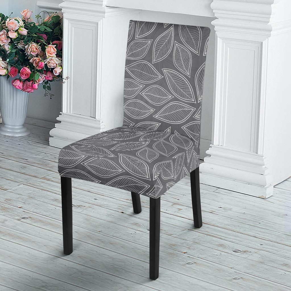 Elm Leave Grey Print Pattern Dinning Chair Slipper-JTAMIGO.COM