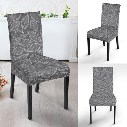 Elm Leave Grey Print Pattern Dinning Chair Slipper-JTAMIGO.COM
