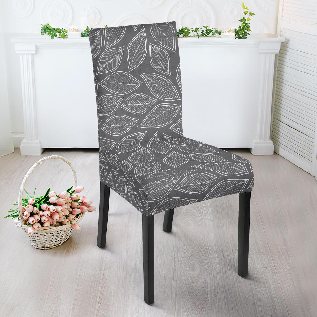 Elm Leave Grey Print Pattern Dinning Chair Slipper-JTAMIGO.COM