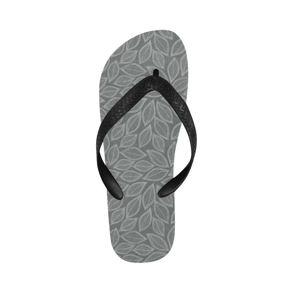 Elm Leave Grey Print Pattern Flip Flops-JTAMIGO.COM