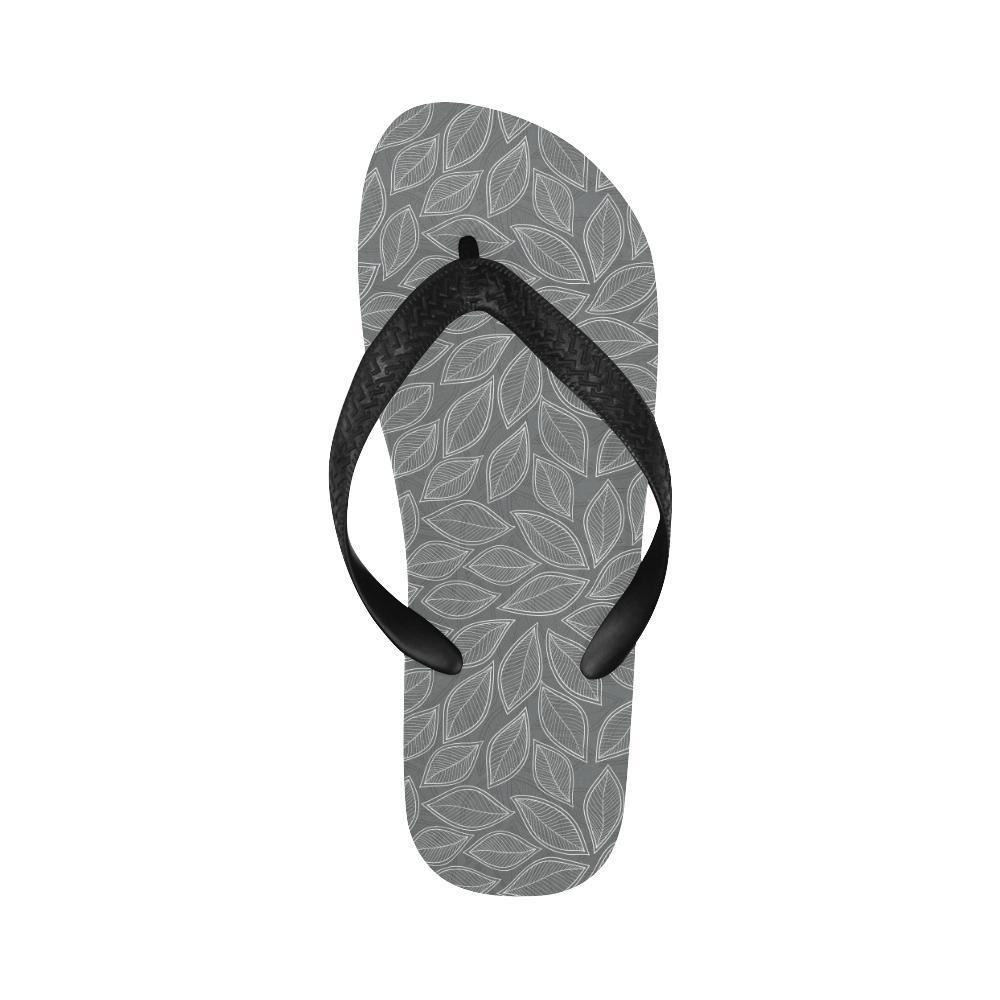 Elm Leave Grey Print Pattern Flip Flops-JTAMIGO.COM