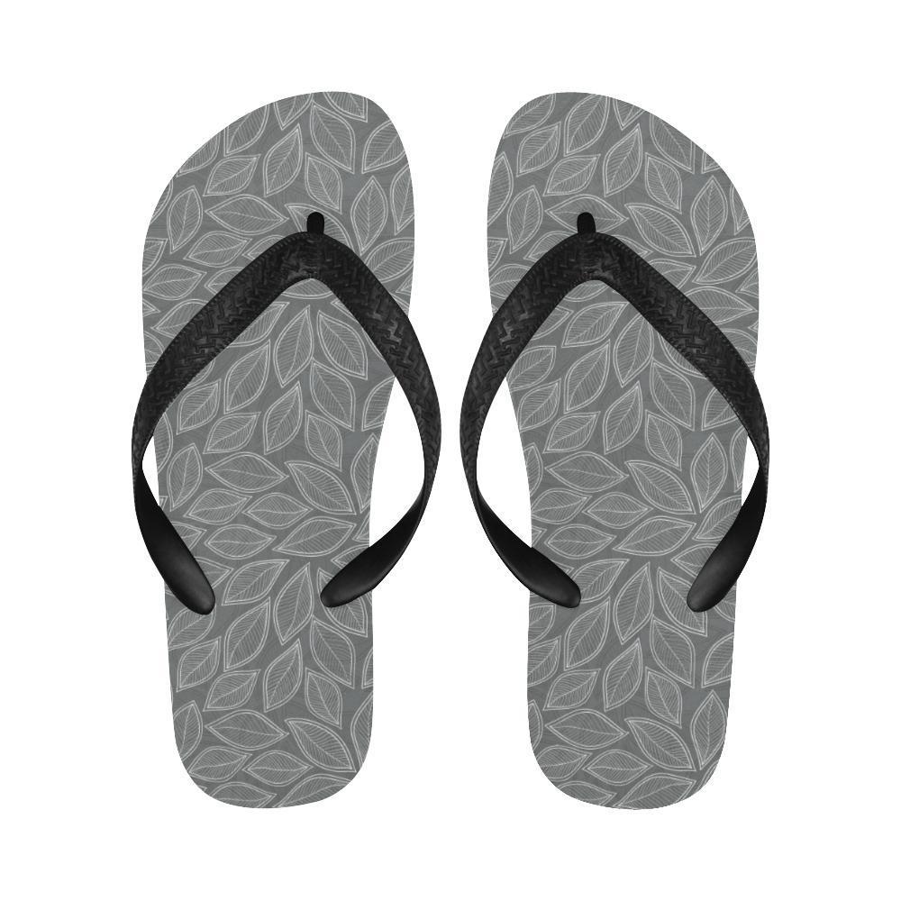 Elm Leave Grey Print Pattern Flip Flops-JTAMIGO.COM