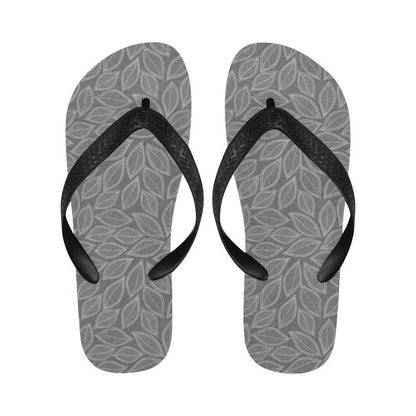 Elm Leave Grey Print Pattern Flip Flops-JTAMIGO.COM