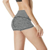 Elm Leave Grey Print Pattern High Waisted Spandex Shorts-JTAMIGO.COM