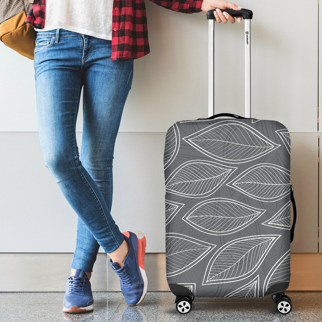 Elm Leave Grey Print Pattern Luggage Cover Protector