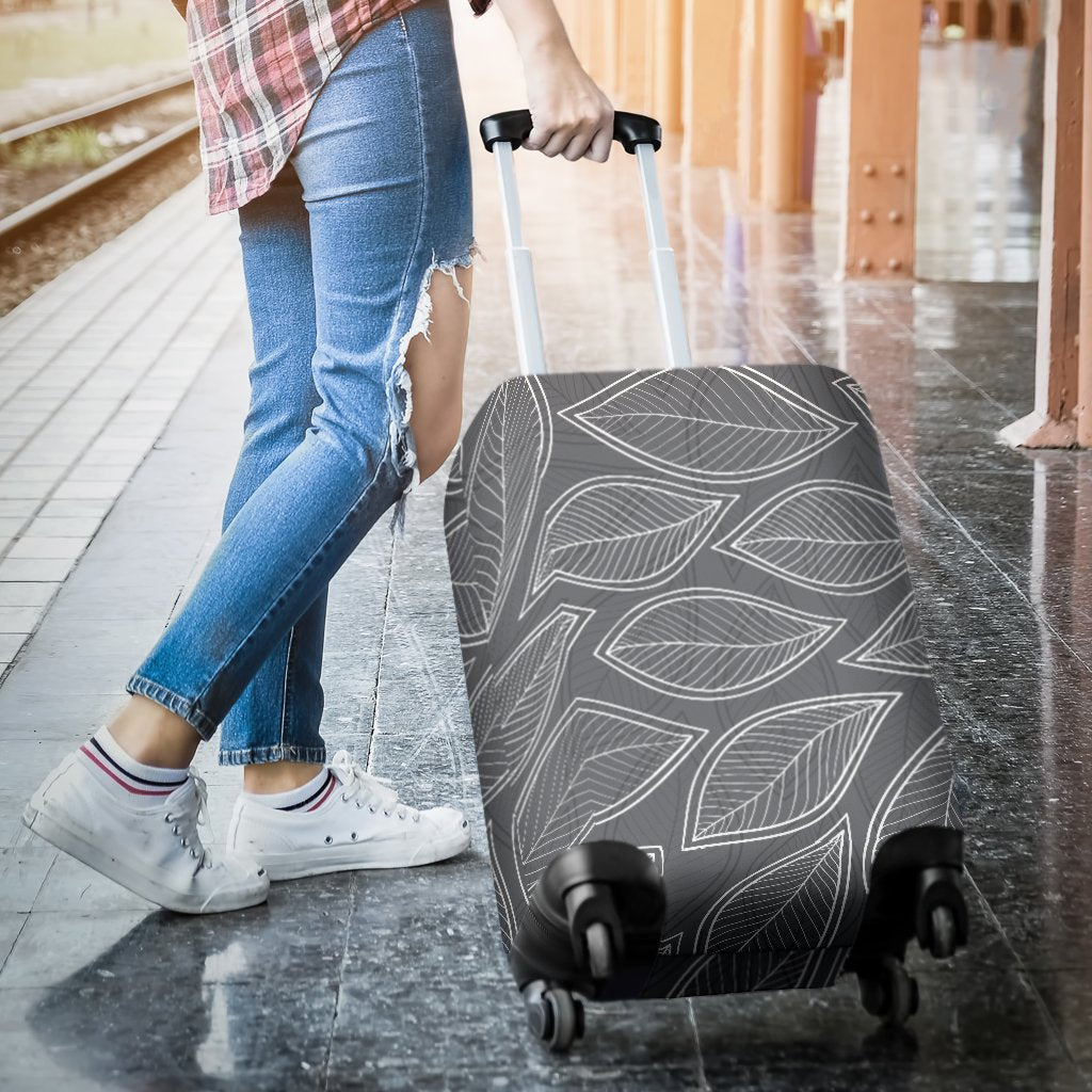 Elm Leave Grey Print Pattern Luggage Cover Protector