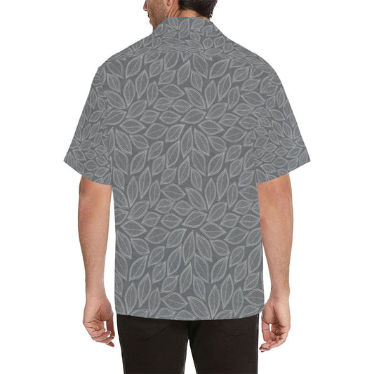 Elm Leave Grey Print Pattern Men Aloha Hawaiian Shirt