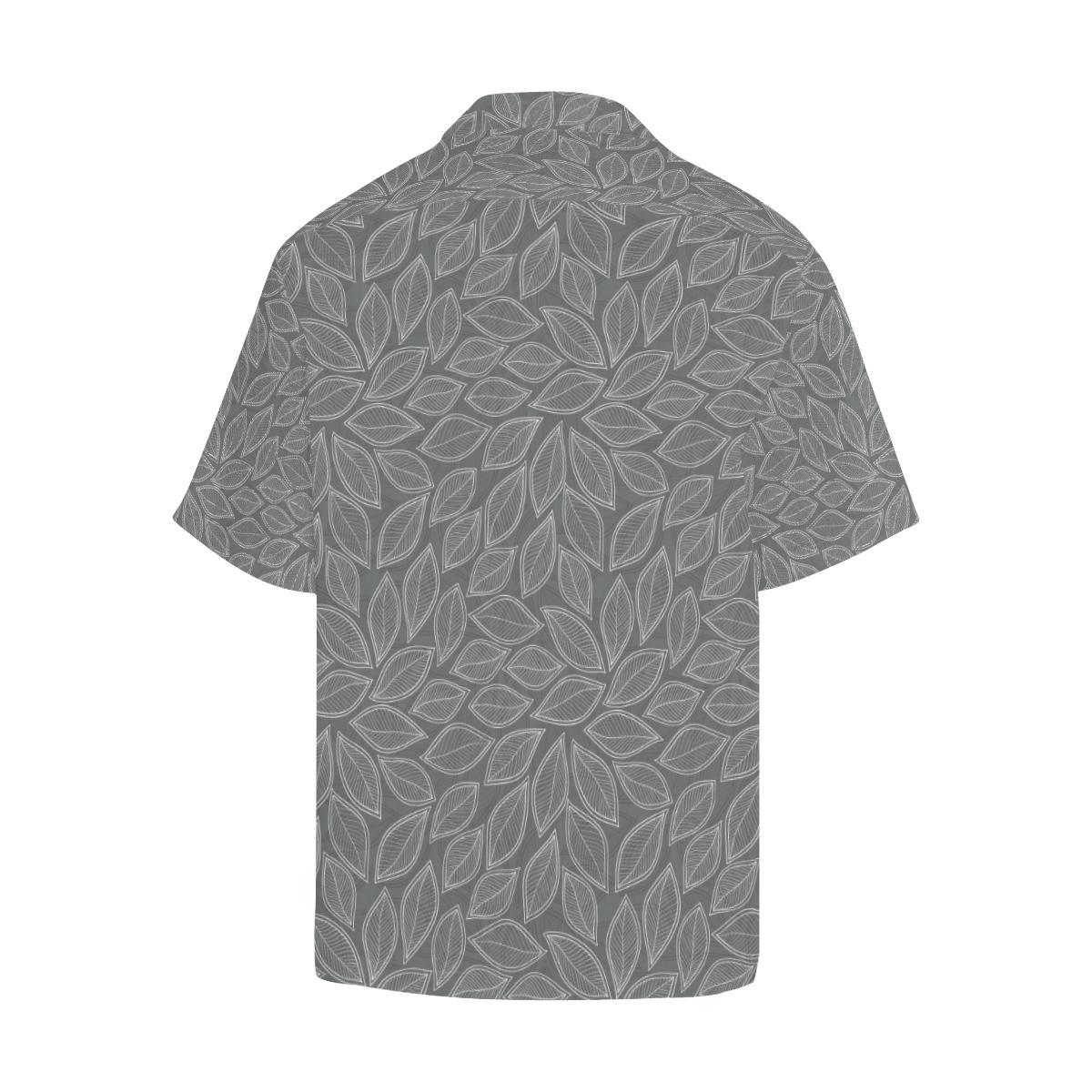 Elm Leave Grey Print Pattern Men Aloha Hawaiian Shirt