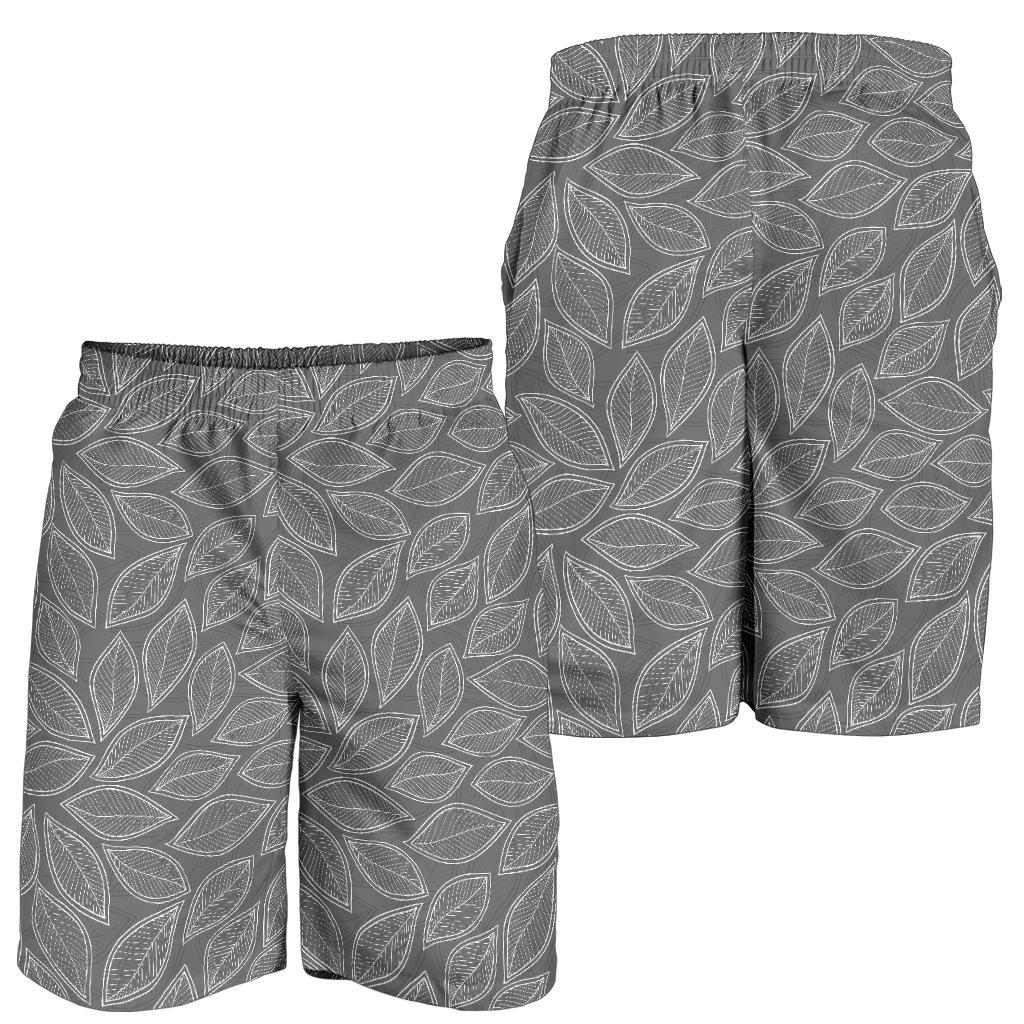 Elm Leave Grey Print Pattern Mens Shorts-JTAMIGO.COM