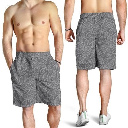 Elm Leave Grey Print Pattern Mens Shorts-JTAMIGO.COM