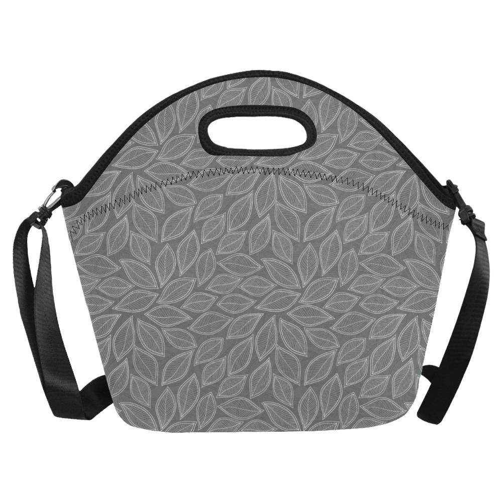 Elm Leave Grey Print Pattern Neoprene Lunch Bag (Model 1669)(Large)-JTAMIGO.COM