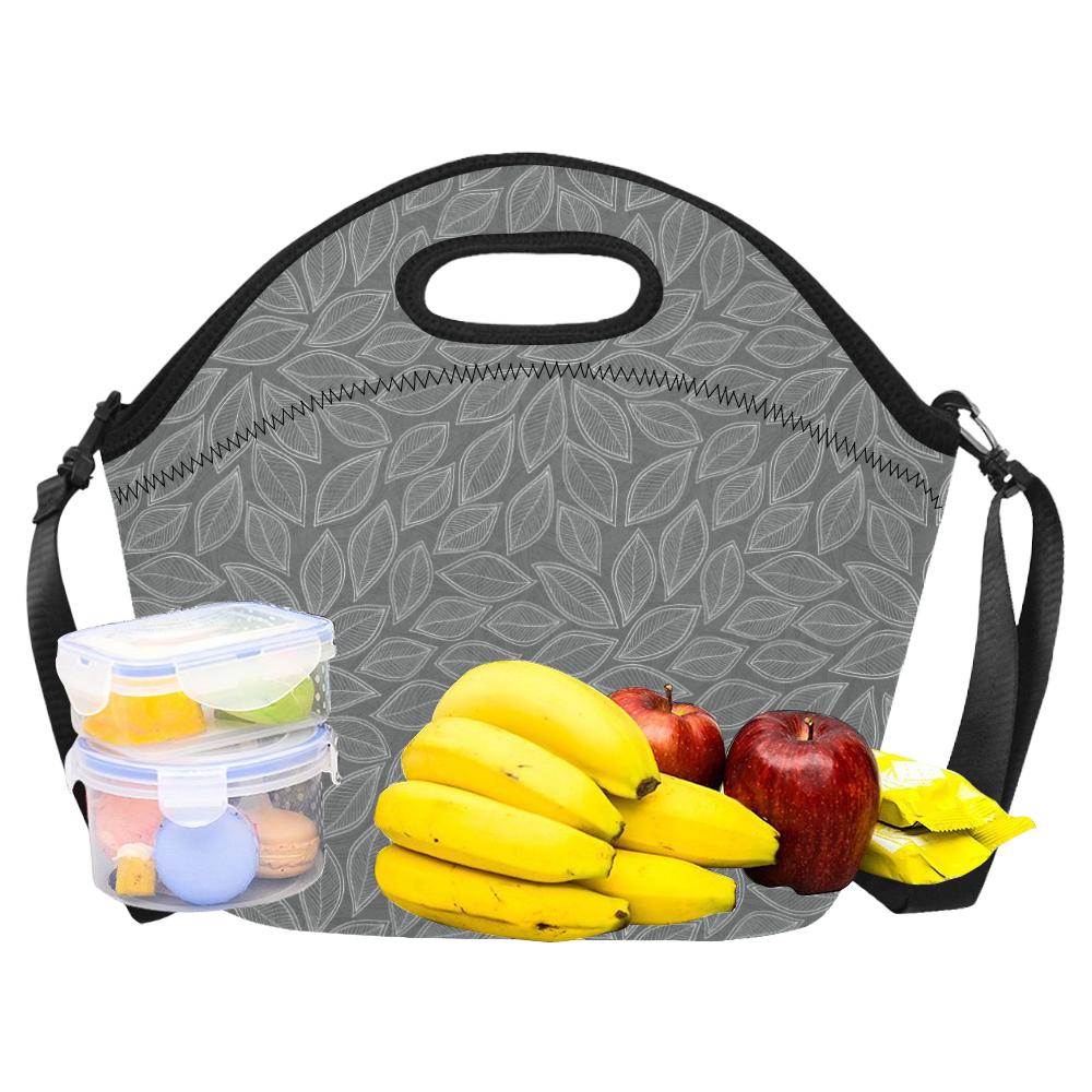Elm Leave Grey Print Pattern Neoprene Lunch Bag (Model 1669)(Large)-JTAMIGO.COM