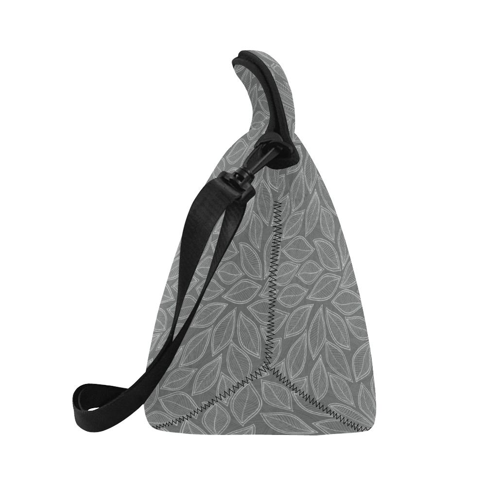 Elm Leave Grey Print Pattern Neoprene Lunch Bag (Model 1669)(Large)-JTAMIGO.COM