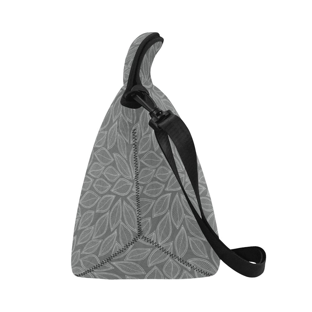 Elm Leave Grey Print Pattern Neoprene Lunch Bag (Model 1669)(Large)-JTAMIGO.COM