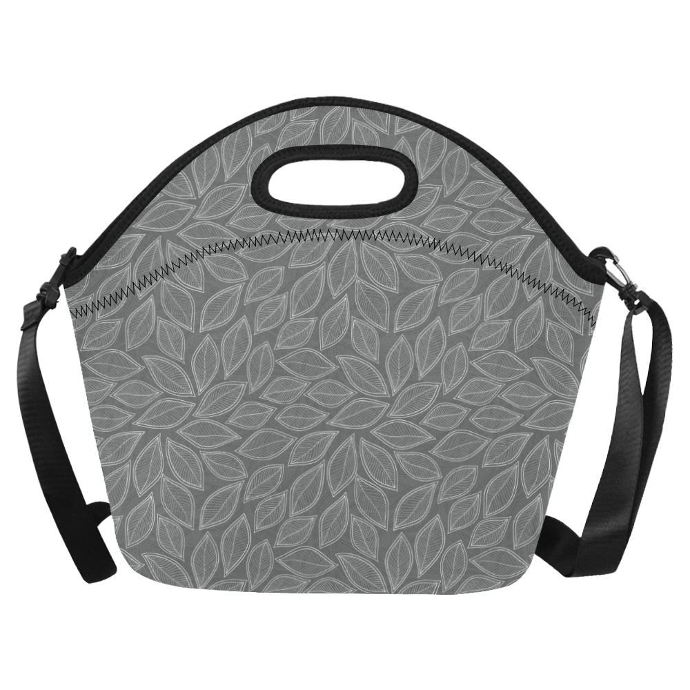 Elm Leave Grey Print Pattern Neoprene Lunch Bag (Model 1669)(Large)-JTAMIGO.COM