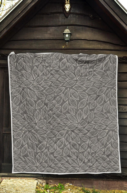 Elm Leave Grey Print Pattern Premium Quilt-JTAMIGO.COM