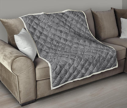 Elm Leave Grey Print Pattern Premium Quilt-JTAMIGO.COM