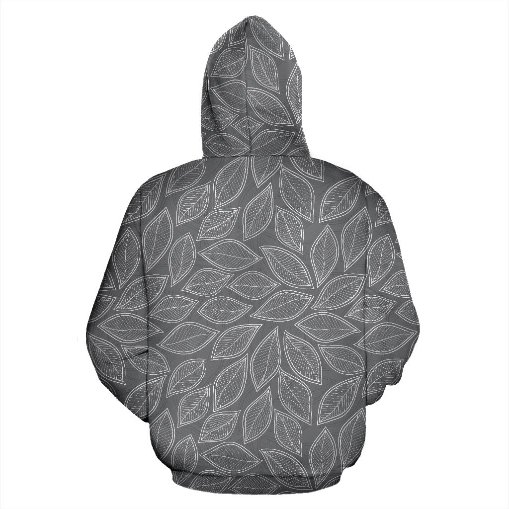 Elm Leave Grey Print Pattern Pullover Hoodie