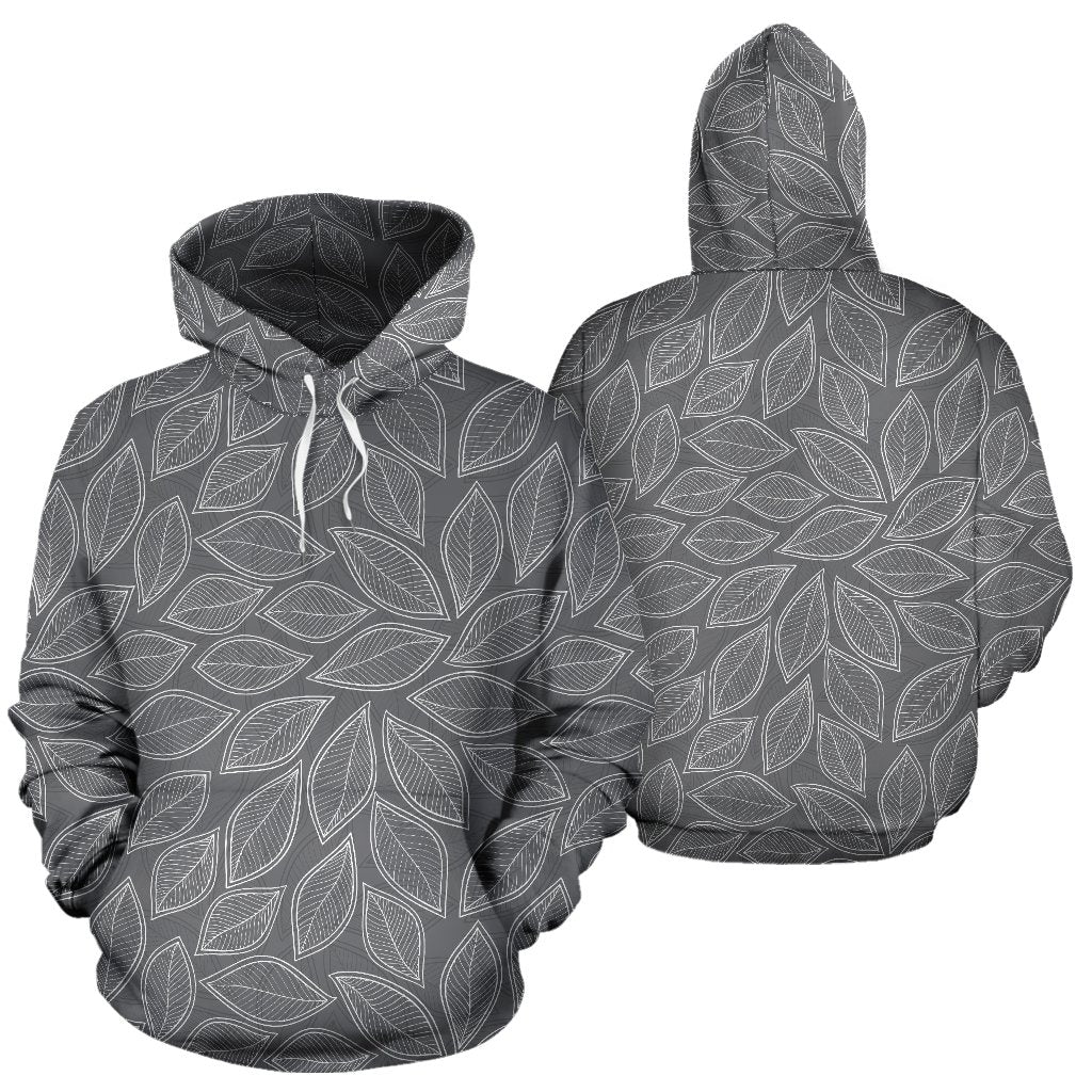 Elm Leave Grey Print Pattern Pullover Hoodie