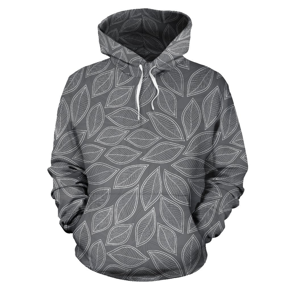 Elm Leave Grey Print Pattern Pullover Hoodie