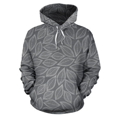 Elm Leave Grey Print Pattern Pullover Hoodie
