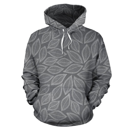 Elm Leave Grey Print Pattern Pullover Hoodie