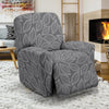 Elm Leave Grey Print Pattern Recliner Slipcover-JTAMIGO.COM