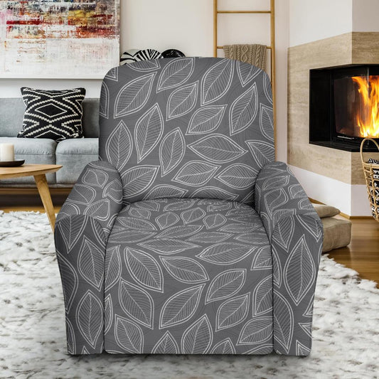 Elm Leave Grey Print Pattern Single Sofa Slipcover -JTAMIGO.COM