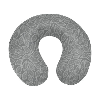 Elm Leave Grey Print Pattern U-Shaped Travel Neck Pillow-JTAMIGO.COM