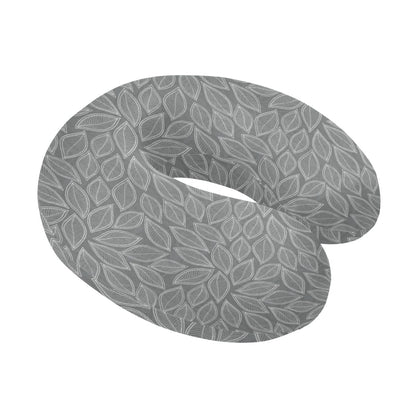 Elm Leave Grey Print Pattern U-Shaped Travel Neck Pillow-JTAMIGO.COM