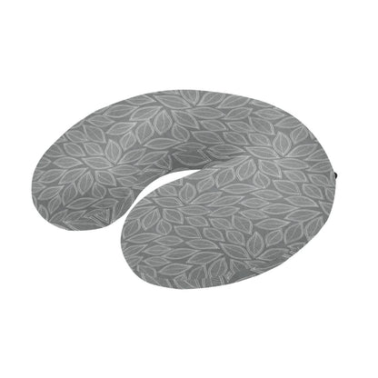 Elm Leave Grey Print Pattern U-Shaped Travel Neck Pillow-JTAMIGO.COM
