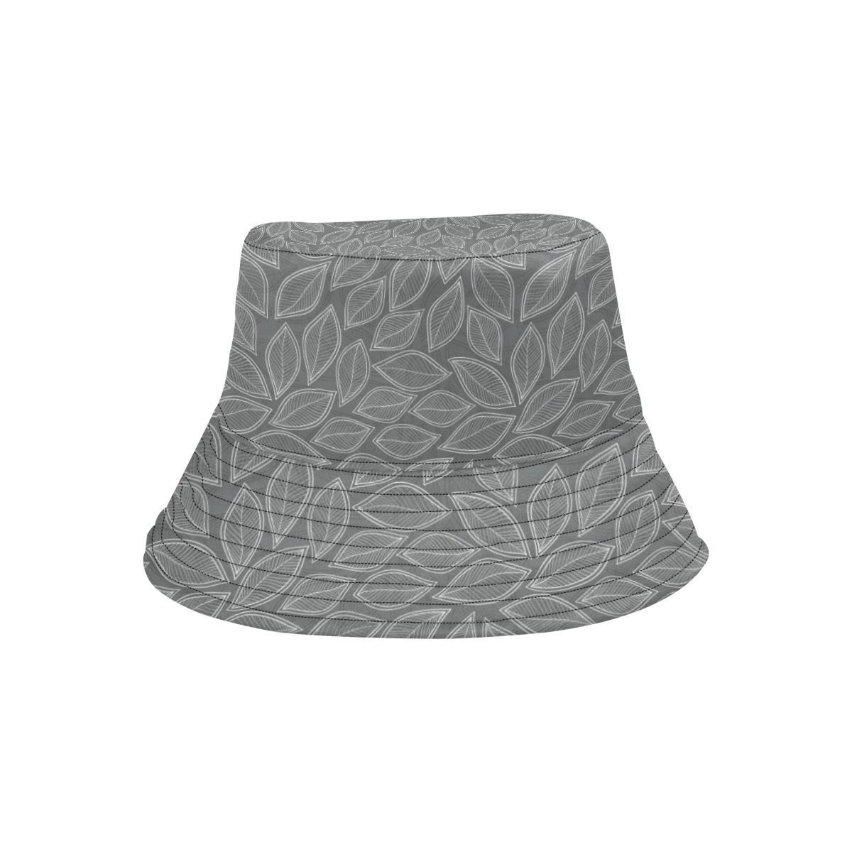 Elm Leave Grey Print Pattern Unisex Bucket Hat
