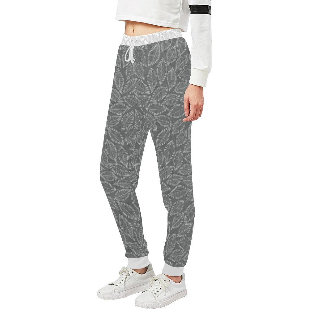 Elm Leave Grey Print Pattern Unisex Casual Sweatpants (Model L11)-JTAMIGO.COM