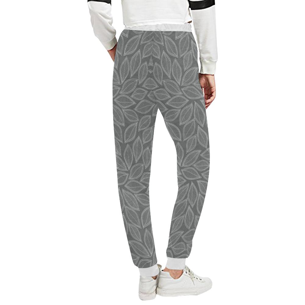 Elm Leave Grey Print Pattern Unisex Casual Sweatpants (Model L11)-JTAMIGO.COM