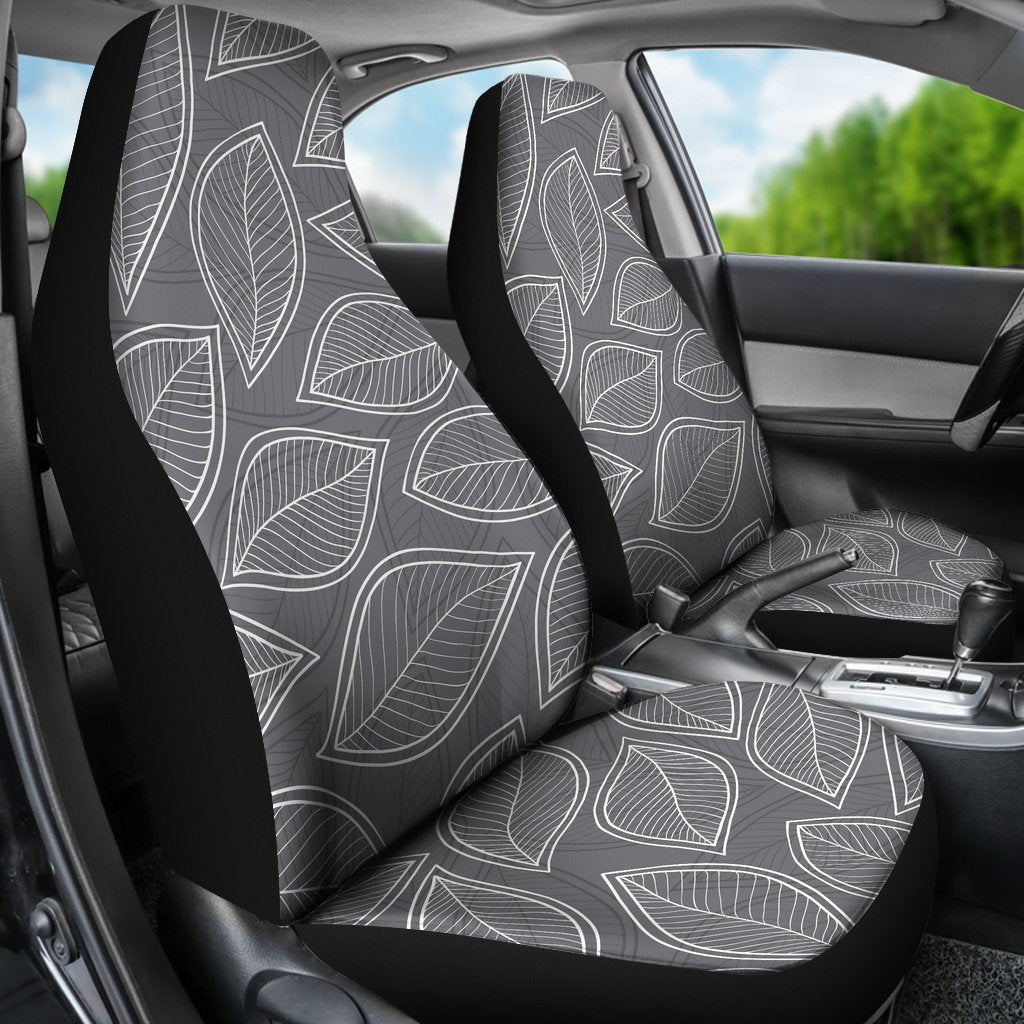 Elm Leave Grey Print Pattern Universal Fit Car Seat Covers