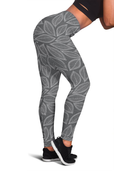 Elm Leave Grey Print Pattern Women Leggings