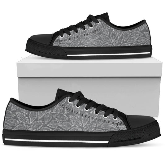 Elm Leave Grey Print Pattern Women Low Top Shoes