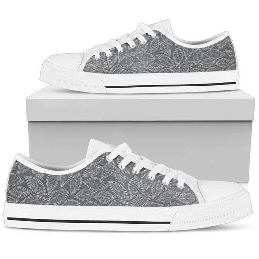 Elm Leave Grey Print Pattern Women Low Top Shoes